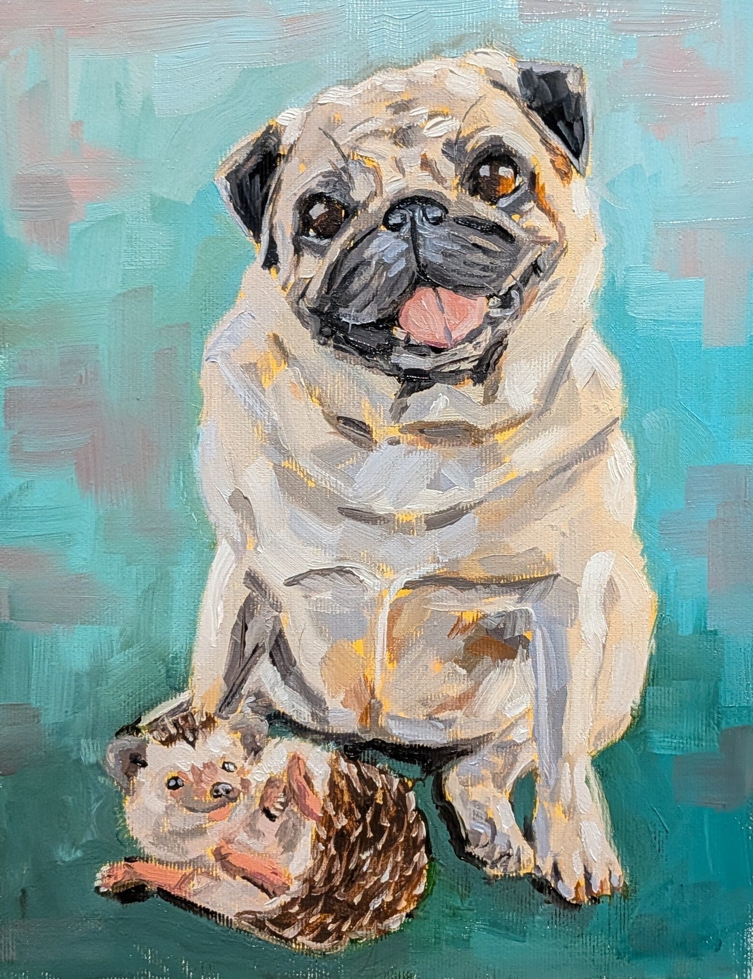 A Pug and it's hedgehog